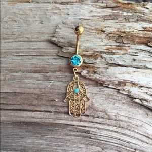 Gold Hamsa Belly Button‎ Navel Ring